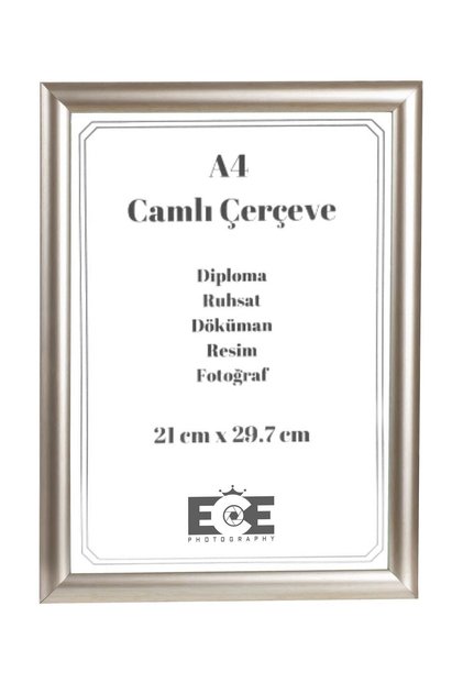 1 Adet Pvc Camlı A4 Çerçeve (GÜMÜŞ)