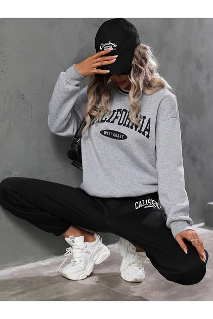 Women's California West Coast Printed 3 Thread Crew Neck Tracksuit Set