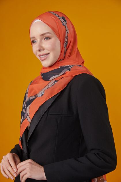 BELT PATTERNED SHAL - ORANGE