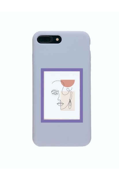 mooodcase Iphone 7 Plus Premium Lansman Pastel Lila Telefon Kılıfı Line Art - 1