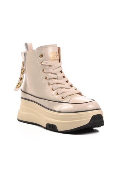 23K336 Beige Women's Sneaker - Zippered and Lace-up Boots