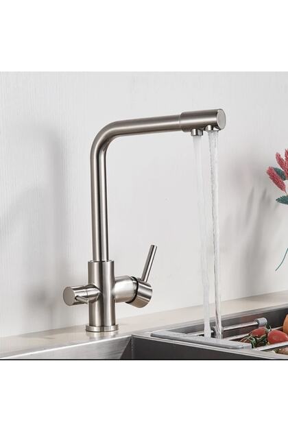 Matte Chrome Purified Kitchen Faucet 3 Way Purified Faucet Matte Chrome Color Suitable for Purification Devices