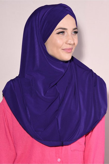Ready-made Boneli Snap-on 3-Stripes Hijab Purple