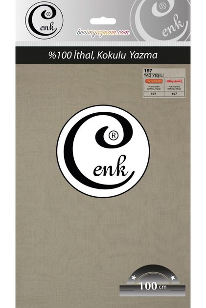 Düz Renk Poşetli Yazma 100 Cm Yağ Yeşili 197