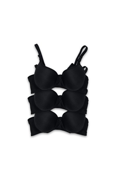 Women's Underwire Black Padded 3-Piece Bra Set, Black Padded Bra, Women's Bra, Underwear Bra