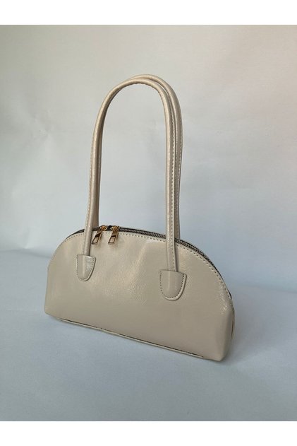Cream Beige Patent Leather Hand and Shoulder Equivalent Women's Bag Stylish Bag sports bag baguette bag women's gift bag