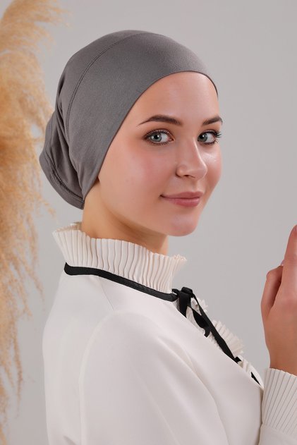 Hijab Ready Practical Snap Pipe Bone Dark Gray