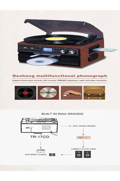 ULTRATEKNO Hepsi Bir Arada elektrikli Vintage Plak Çalar CD Çalar