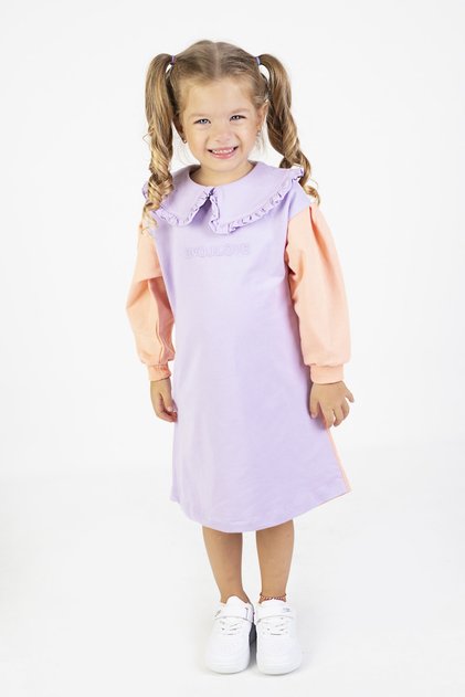 Girl's Two Thread Fabric Medium Thickness Long Sleeve Knitted Basic Dress