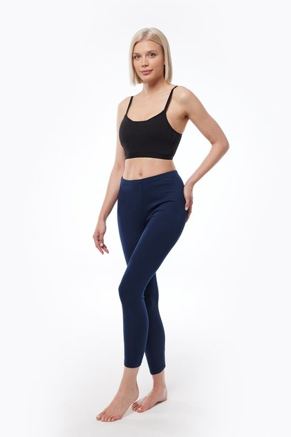 Women's Navy Blue Raised Modal Winter Long Leggings 1903