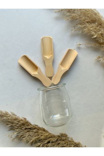 Set of 3 minimal spice spoons raw wooden decorative spice spoons