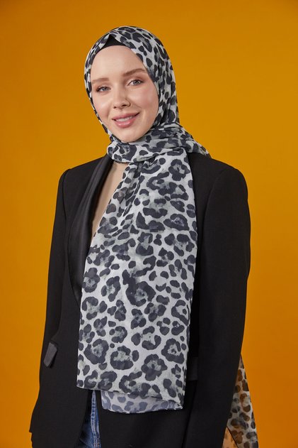 TIGER PATTERNED SHAL - GRAY