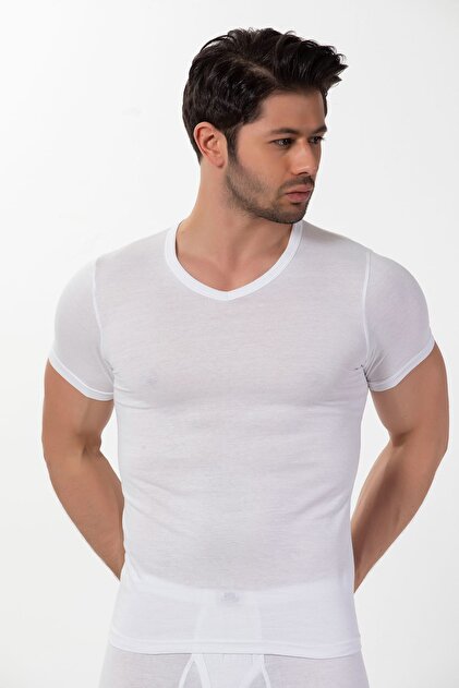 Cotton Rib V-Neck Short Sleeve T-Shirt