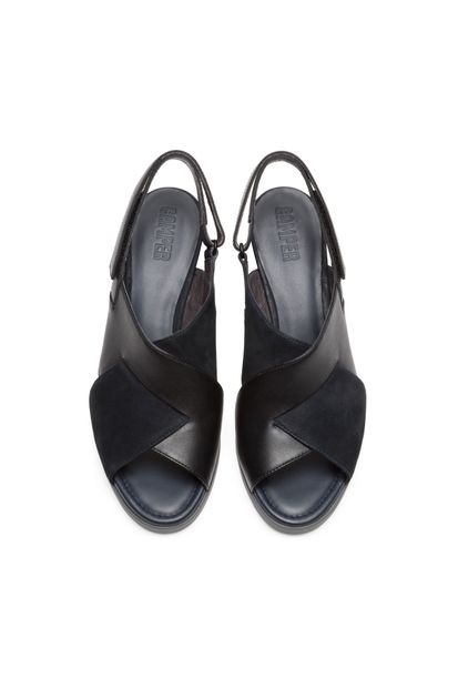 CAMPER Hakiki Deri Sıyah Kadın Kara Sandal Sandalet - 2