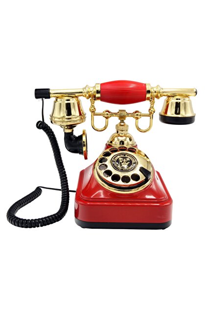 Kırmızı Retro Çevirmeli Telefon