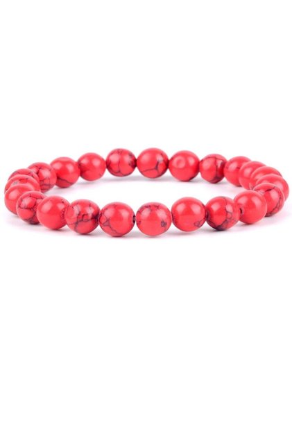 Unisex Red Howlite Natural Stone Bracelet 72428BL