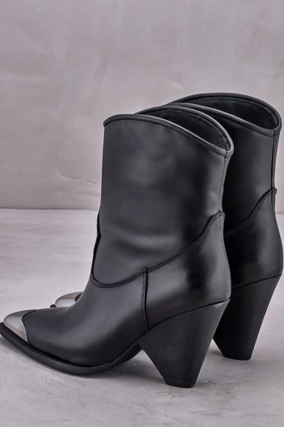Elle Shoes CHERIDAA Hakiki Deri Siyah Kadın Bot - 3