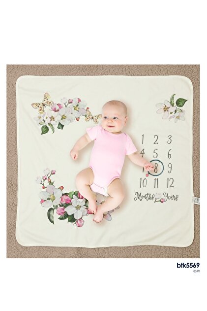 Caramell Beyaz Bebek Fotoğraf Çekim Battaniyesi - 1