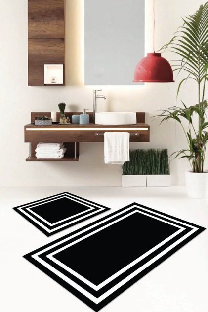 Digital Bathroom Rug Toilet Set 2 Piece Mat Set Bs033 60x90 - 60x60cm.