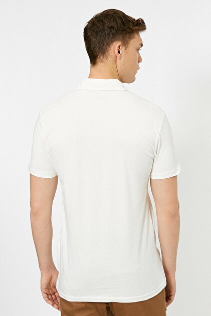 Koton Erkek Beyaz Polo Yaka T-Shirt 0YAM12003OK - 4