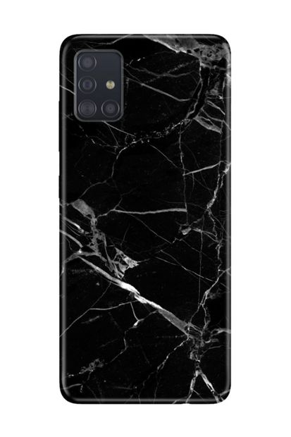Cekuonline Samsung Galaxy A71 Kılıf Desenli Resimli Hd Silikon Telefon Kabı Kapak - Mermer Siyah - 1