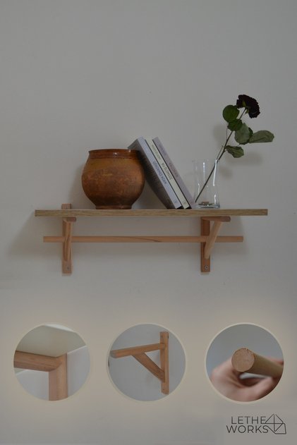 DUVAR RAFI (SONOMA RENKLİ MDF LAM RAF (AHŞAP GÜRGEN AYAKLI)