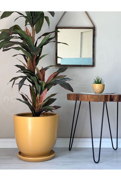 Klasik Saksı Tabaklı 30cmx30cm Sarı