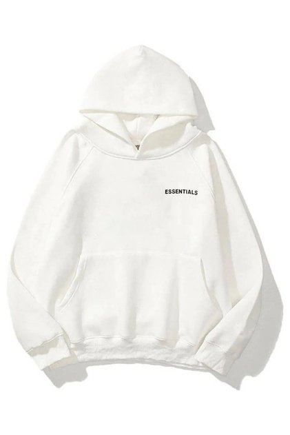 Large Size Chest Essentials Printed 3 Thread Cotton Hooded Sweatshirt