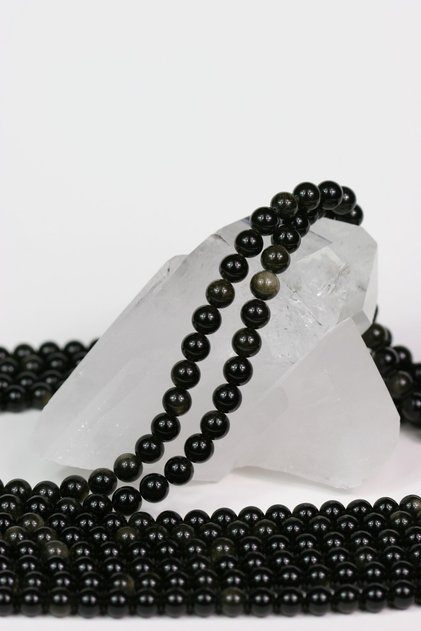 Gold Obsidian 8 Mm Sphere Cut Natural Stone String