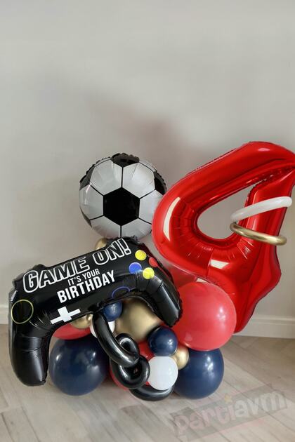 Football Themed Balloon Set Soccer Concept Football Ball with Number Balloon Option
