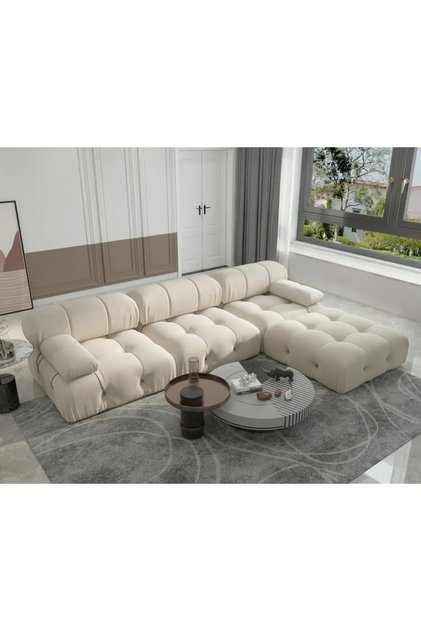 Bellini 4 Modül Modüler Koltuk Köşe Takımı, Babyface, Kırık Beyaz