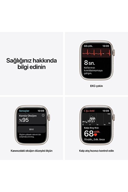 Apple Watch Series 7 45mm GPS+Cellular Yıldız Işığı Alüminyum Kasa