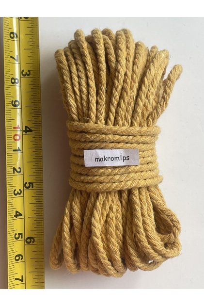 MAKROME İP (10 metre) 3 BÜKÜM BURGU PAMUK HALAT ANAHTARLIK GÖKKUŞAĞI ÇOK AMAÇLI HOBİ İPİ