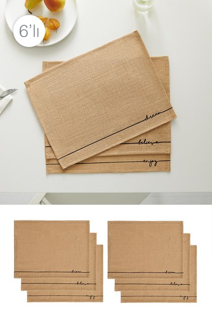 6 Adet Jüt Sofra Sunum Tabak Altlığı Supla Amerikan Servisi 45x35