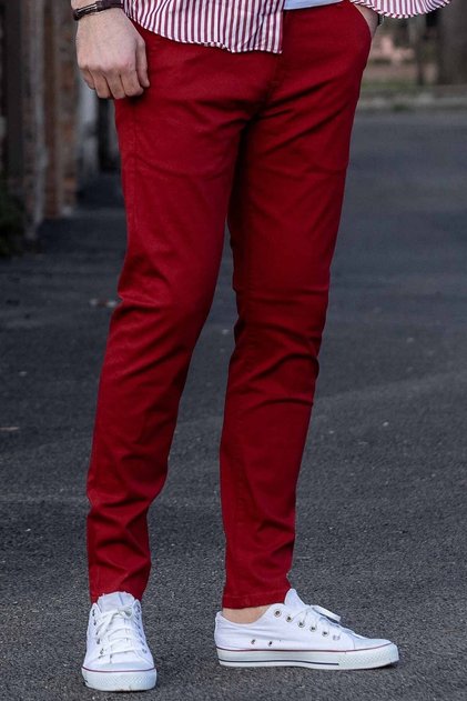 Cd842 Basic Chino Claret Red Men's Trousers