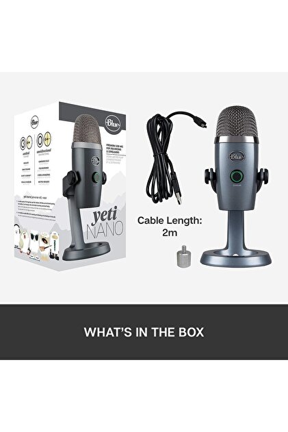 Blue Yeti Nano Premium USB Mikrofon - PC, MAC, Oyun vb. İçin