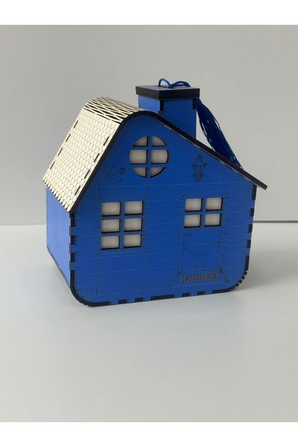 Wooden House Piggy Bank Money Savings Piggy Bank Blue Color Wooden Piggy Bank