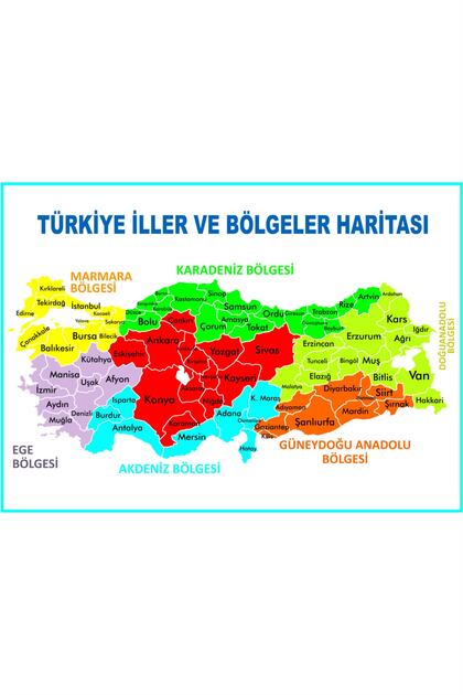 Türkiye Provinces and Regions Map 35X50 Self-Adhesive Foil Sticker