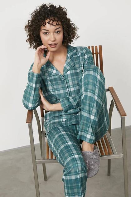 76129 Ekoseli Gömlek Pijama Takım