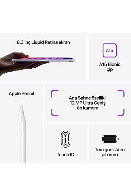 Apple iPad Mini 6. Nesil 256 GB 8.3