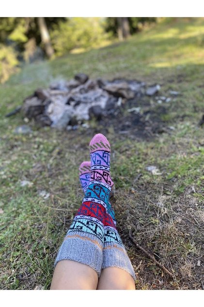 Authentic local wool hand-knitted socks