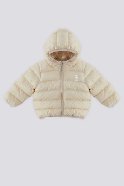 U.S. Polo Assn Krem İçi Tüylü Şişme Bebek Mont