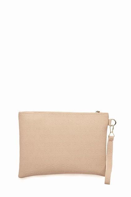 Mink Written Clutch Bag with Hand Strap