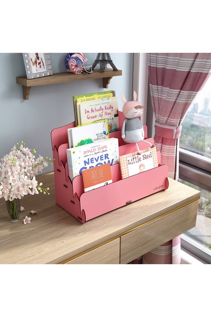 Mini Lucky Montessori Children's Bookshelf with 4 Shelves Wooden Children's Room Bookshelf Desktop Mini Bookshelf