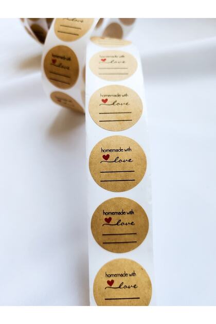 Adhesive Sticker - Handmade With Love Hand-written Sticker (2,5 cm) 50 Pieces