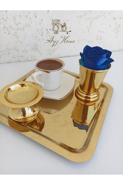Presentation Tray 21*21/ Turkish Delight Cup/ Rose Bucket/ Velvet Rose Set -(WORD, ENGAGEMENT, DESIGN, COFFEE PRESENTATION)