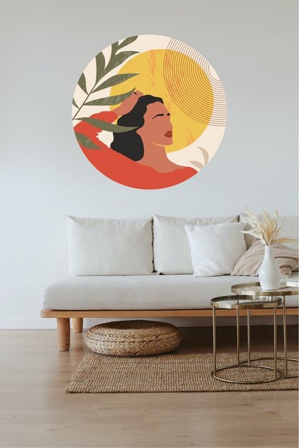 Summer Woman Bohemian Round Wall Sticker