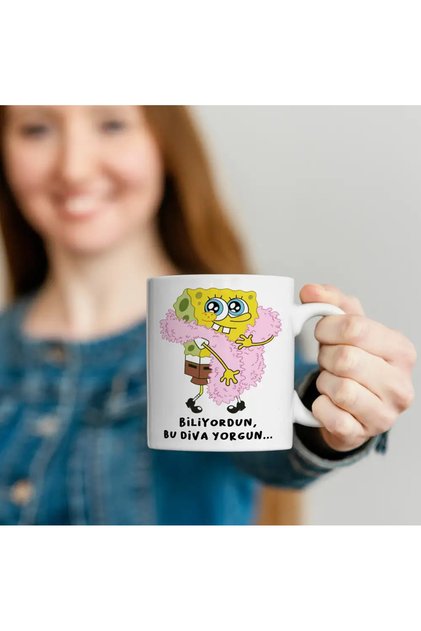 BU DİVA YORGUN SÜNGER BOB HEDİYE KUPA BARDAK