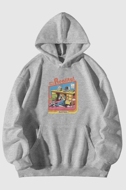 Hide From Reality Printed Unisex Kangaroo Pocket Hooded Sweatshirt Hoodie
