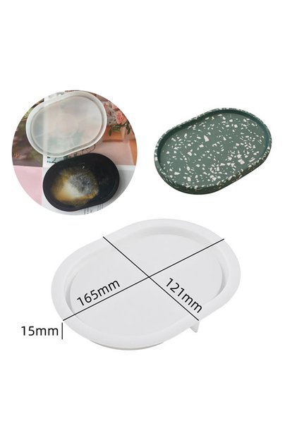 Epoksi Beton Oval Tabak Basık Model Sunumluk Silikon Kalıbı GT-9451